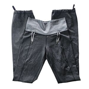 Lululemon Gray Heathered Drawstring Yoga Leggings Pants Womens Approx XS 2